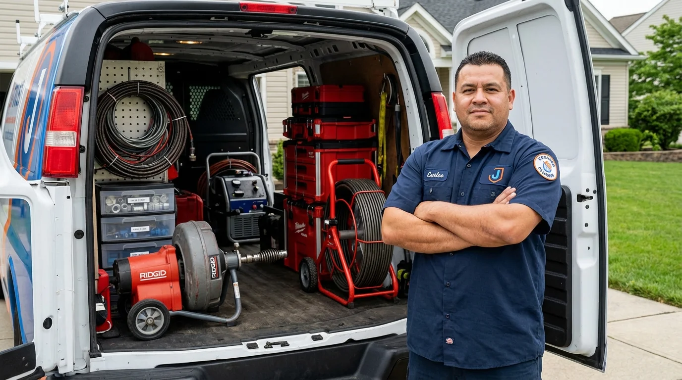 Professional drain cleaning equipment and Johns Plumbing LLC plumber in East Quogue